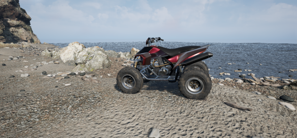 Virtual Reality-Scene: Quad-Bike In Shore-Environment 2 (Unreal Engine)